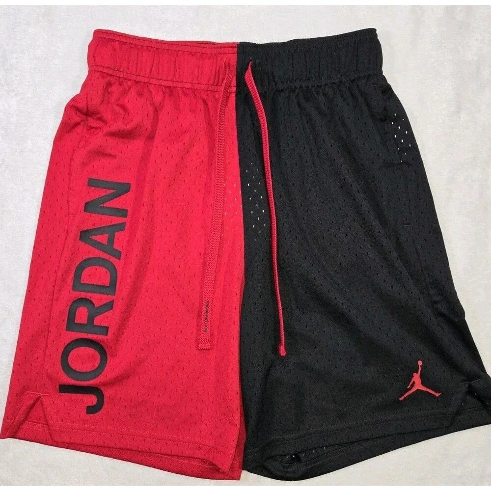 Mens Air Jordan DriFit Mesh Breakfast Club Basketball Shorts Red Black Small